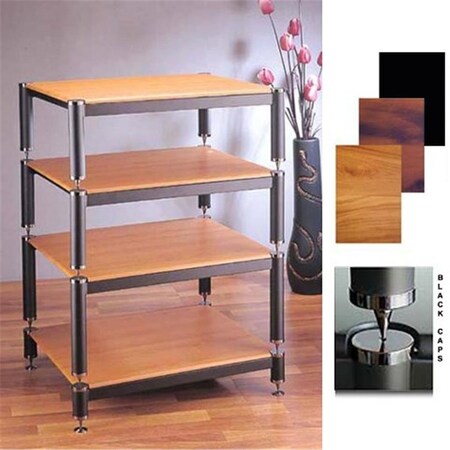 Vti Manufacturing VTI Manufacturing BL404BC-13 4 Black Capspike Black Poles 4 Cherry Shelves 13; 9; 7 in. Stand BL404BC-13